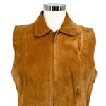 Charter Club  Vintage Leather Suede Vest Zipper Front Camel Brown Size Large Photo 2