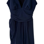 MagicSuit‎ Dress Swim Cover Up Ruched V Neck Black Lined Size 10 Blue Photo 0
