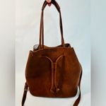 Lucky Brand Vegan Leather Brown Bucket Shoulder Bag, Removable Crossbody Strap Photo 6