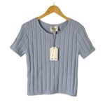 Industry Low Tide Cable Knit Short Sleeve Sweater Size Medium Blue Photo 0