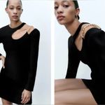 ZARA  Black Mini Dress Chain Cutout Sz Small Long Sleeve Dress Photo 1
