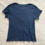 Vintage Navy blue short sleeve shirt with hook and eye details size large Size M Photo 2