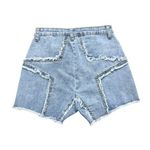 SheIn 🔃Star Stitch Trim Raw Hem Denim Shorts Photo 1