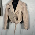 Azalea Wang Women’s Beige Faux Leather Moto Jacket Size Medium NWT Photo 1