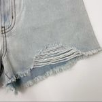 REWASH New  High Rise Distressed Denim Shorts The Wedge Light Blue Photo 4