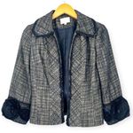 Alberto Makali | Size 4 | Tweed Open Front Floral Ribbon Accents Blazer Jacket Photo 0