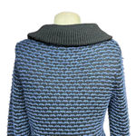 Vince Blue Black Leather Trim Wool Sweater Zip Jacket Black Blue Size XS Photo 6