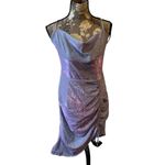 Cider  Purple Ombré Glitter Cowlneck Drawstring Mini Dress size XL Hoco Formal Photo 5