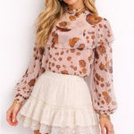 Chelsea28 ‎ Floral Long Sleeve Mock Neck Sheer Blouse Size M Photo 0