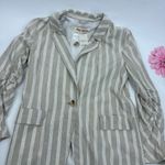 Free People Fern Oversized Linen Blazer Dusty Beige Tan Stripe Coastal Boho Photo 5
