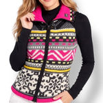 Vintage Icelandic Design Fair Isle Knit Vest Wool Blend Zip Front Large Warm Ski Black Photo 0