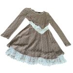 Anthropologie Y2K RYU Women's Knit Lace Tulle Pearls  Belted  Dress Coquette Sz L Photo 8