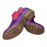 Gracosy Women 8.5 39 Leather Block Heel Ankle Boots Handmade Multicolor w/Zipper Purple Photo 3