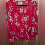 Kut From The Kloth Beautiful  Red Floral Blouse Size Large Photo 0