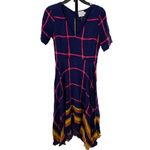 HD in Paris Anthropologie HD in Paris Size 2 Striped Pane Midi Dress Blue and Pink Photo 1