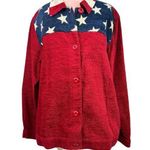 Coldwater Creek American Flag Jacket Size 1X Chenille Stars Stripes Shacket USA Photo 0