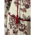GREAT JONES Boho Floral Print Tiered Mini Dress Tassels Velvet Trim SIZE L Red Size L Photo 6