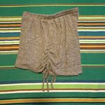 Gaze Ribbed Knit Shorts with Ruched Tie Sides in Heathered Grey Beige size XS Tan Photo 3