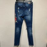 Machine Size 1 Embroidered Floral Denim Jeans Blue Photo 3