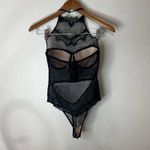 Victoria's Secret  Womens Bodysuit Teddy Black Halter Sheer Lace Thong Sensual 34C Photo 5