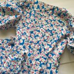 ZARA  puff sleeve pink blue floral mini wrap dress, size medium Photo 12