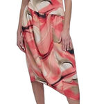 DKNY by Donna Karan Short Sleeve V-Neck Marble Print Satin Midi Dress Size 6 Photo 0