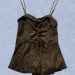 EXPRESS Lace Tie Y2K Long Tank Size XS in Brown Photo 0