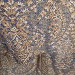 Chaus Tan/White/Blue Paisley Button Down Long Wool Blend Blazer Size 10‎ Tan Photo 3