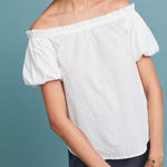 Anthropologie Maeve  White Off The Shoulder Blouse Short Sleeve Top, 2 Photo 0