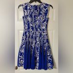 Tadashi Shoji  Dress Small Womens Blue Floral Embroidered Wedding Formal Designer Photo 7