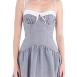 Nia Winslow Dress black white gingham women's XS coquette milkmaid academia Photo 0