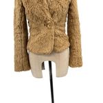 Betsey Johnson  Vintage 1990's Teddy Crop Faux Fur Jacket Tan Brown‎ Size 2 Photo 5