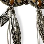 Free People  Winona Hoops Silver Tigers Eye Western Boho Dangles Coachella NWT Photo 3