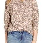 Caslon  Animal Print Leopard Sweater Women's XS Tan Boho Hippie Preppy Classic Photo 0