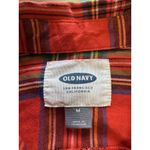 Old Navy  Women‎ Size Medium Tunic Shirt Red Flannel Button Down Shirt Cotton Photo 6