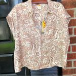 C&C California NEW  Hibiscus/Leaf 100% Linen Short Sleeve Button-Up Shirt L Photo 9