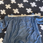 7 For All Mankind Off the shoulder Belle sleeve blue denim top size small Photo 6