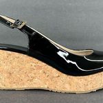Jimmy Choo Praise Black Patent Cork Wedge Heel Slingback Pumps Size EU 37.5 Photo 0