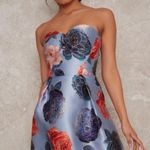 Chi Chi London Elmaya Strapless High Low Light Blue Floral Dress Photo 4