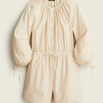 J.Crew Women’s Cotton Poplin Tie-Sleeve Button Front Romper in Palest Peach M Photo 1