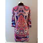 Jean Pierre Klifa Dress Size Small Pink Groovy Beach Resort Shift Midi Stretch Photo 1