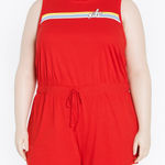 Nike Romper Womens 2X Track Red Core Print Stripe Jersey Knit Sporty Athleisure Photo 0