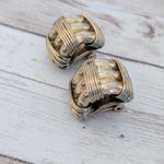 Vintage Clip On Earrings Chunky Industrial Hoops Photo 4