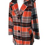Anthropologie Nick & Mo Wool Orange Plaid Coat Jacket Retro Insp 70s Twee Cute M Size M Photo 3
