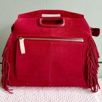 NWOT Maje Red Suede Large M Bag w/ side fringe and crossbody strap Photo 0