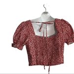 SheIn Milkmaid Botanical Floral Tie Ruffle Crop Top M Photo 1