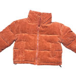 7 For All Mankind  XS‎ Corduroy Puffer Jacket Crop Full Zip High Neck Rust Orange Photo 0