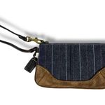 Coach Vintage Y2K Striped Denim & Brown Suede Leather Wristlet Photo 1
