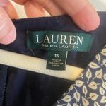 Lauren Ralph Lauren Blue & Brown Leaves Tie Front Back Zip Midi Dress 14 Photo 2