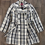 Merona  Women's Plaid Trench Coat - Black and Cream Photo 0